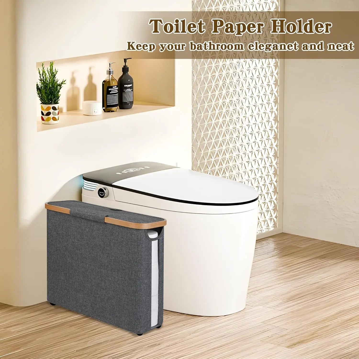 Toilet Paper Storage Basket with Lid Holds 12 Roll Paper Foldable Large Capacity Toilet Paper Holder - BACKUPMYFILESNOW.COM®