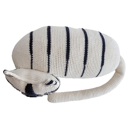 White stuffed tiger toy named Torey by Bebemoss, handmade from organic cotton, soft and cuddly for children.