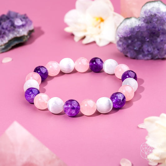 Conscious Items Trinity Bracelet of Stress Resilience featuring natural beads and adjustable cord for calming support.