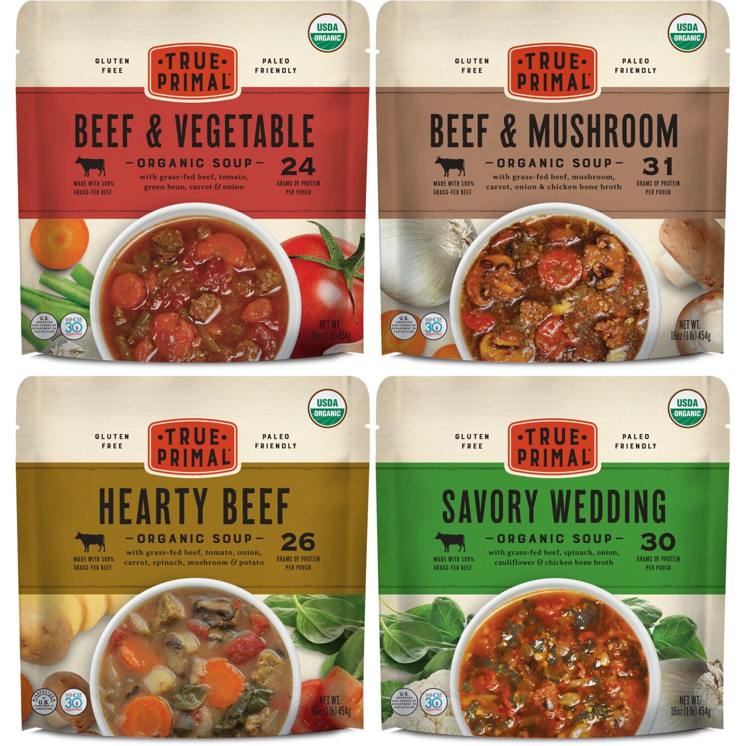 True Primal Souper Beef Variety 8 - pack, Ready to eat, Gluten free, Paleo, Grass - fed beef, Whole30, Keto, Bone broth - BACKUPMYFILESNOW