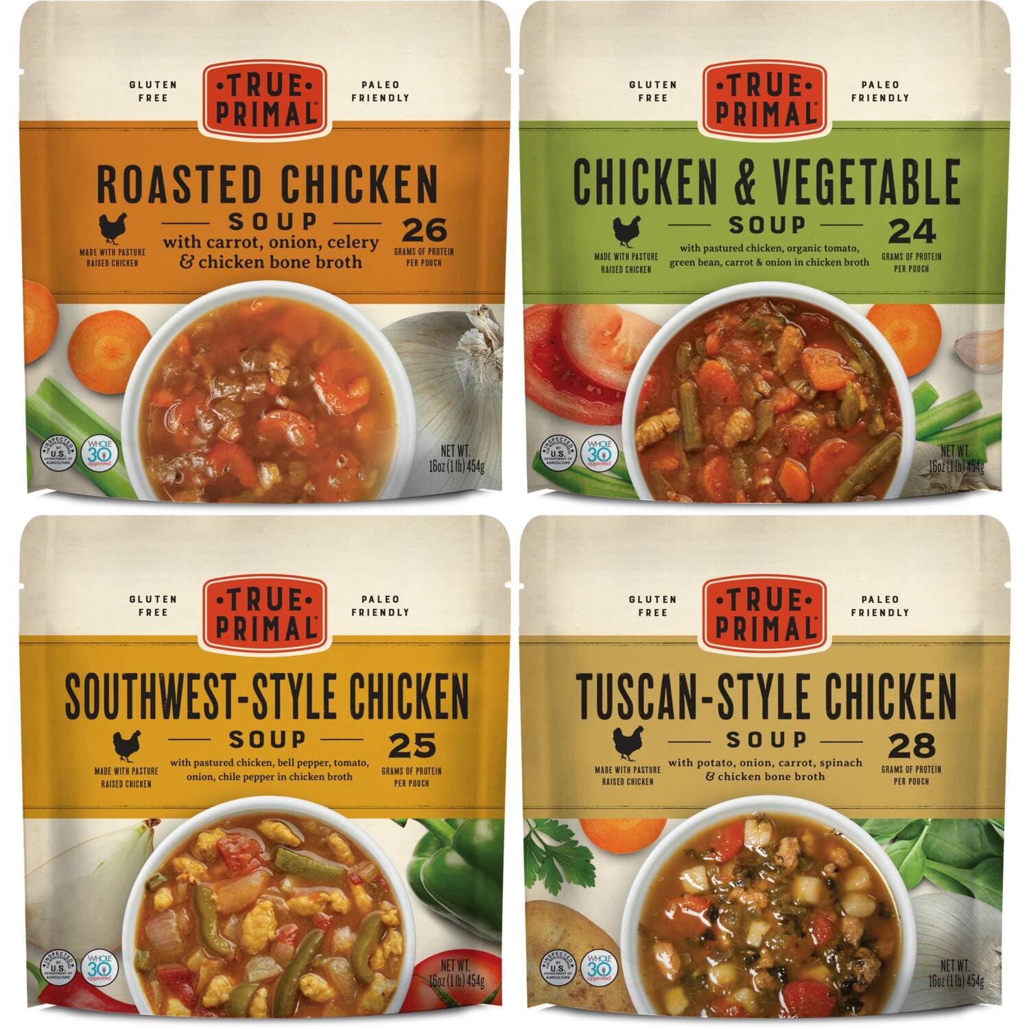 True Primal Souper Chicken Variety 8 - pack, Ready to eat, Gluten free, Paleo, Pastured chicken, Whole30, Keto, Bone broth - BACKUPMYFILESNOW