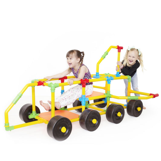 Two TubeLox Deluxe STEM toy sets with colorful tubes and connectors for creative building and engineering play.