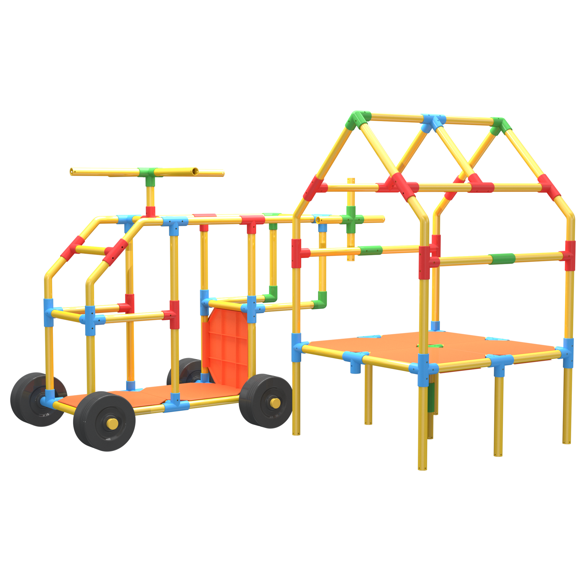 Two TubeLox Deluxe STEM toy sets with colorful tubes and connectors for creative building and STEM learning.