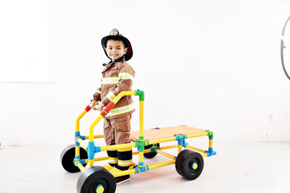 Two TubeLox Deluxe STEM toys with colorful tubes, designed for creative building and educational play.