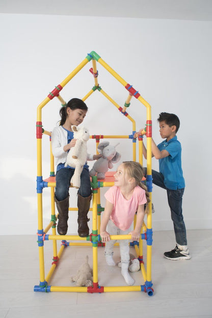Two TubeLox Deluxe STEM toy sets with colorful plastic tubes and connectors for creative building and educational play.