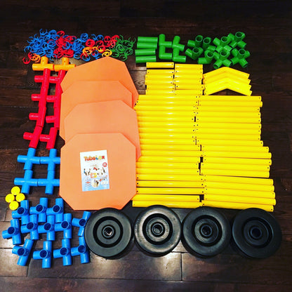 Two TubeLox Deluxe STEM toy sets featuring colorful plastic tubes and connectors for creative building and engineering play.