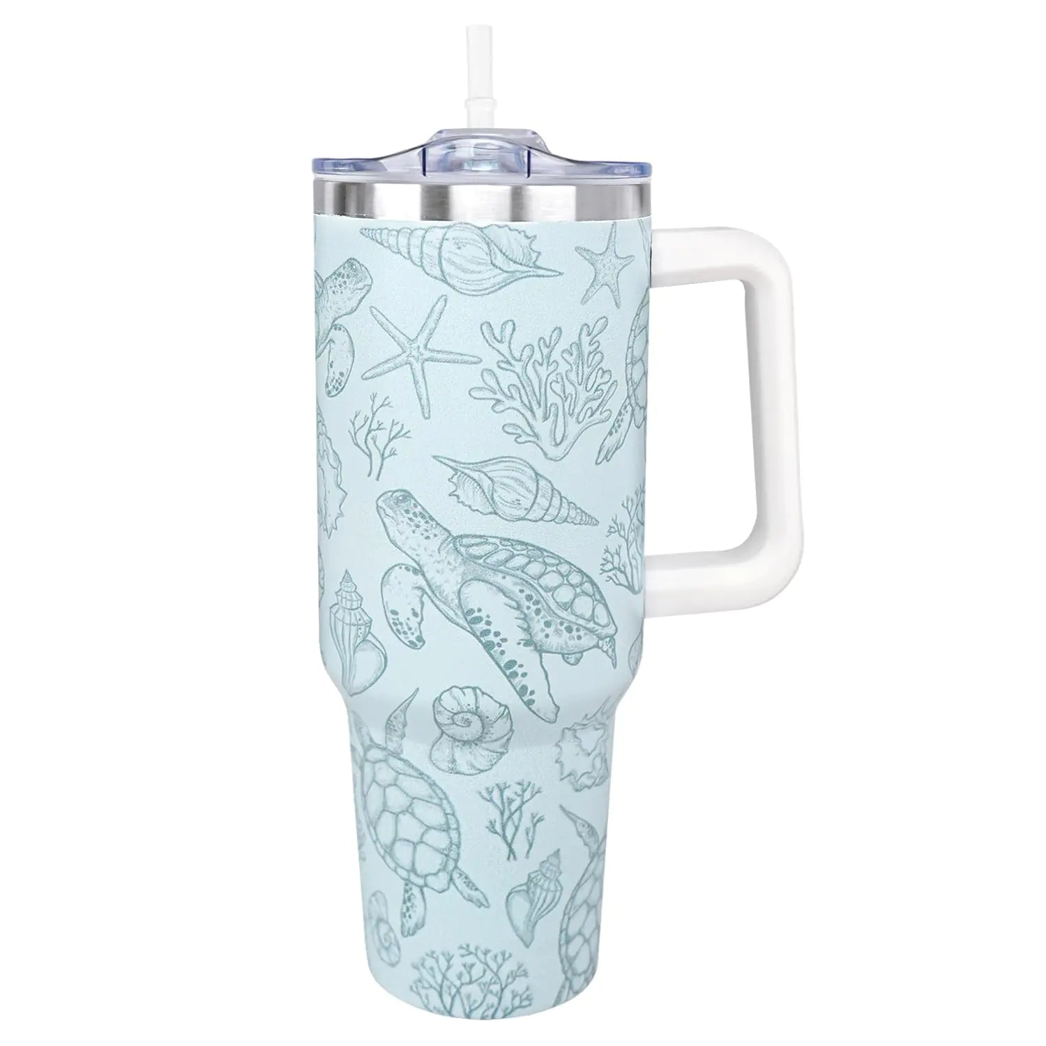 Turtle Tumbler 40 Oz Turtles Gifts for Women Sea Turtle Coffee Cup Travel Mug Water Bottle Sea Turtle Gifts for Women Turtle Lovers Girls Turtle Stuff Thing 40 Oz Tumbler with Handle and Straw - BACKUPMYFILESNOW