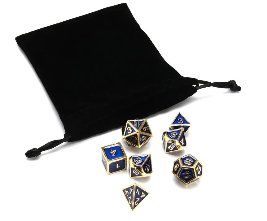 Metal Dice Set for RPG - 7 Dice with Bag