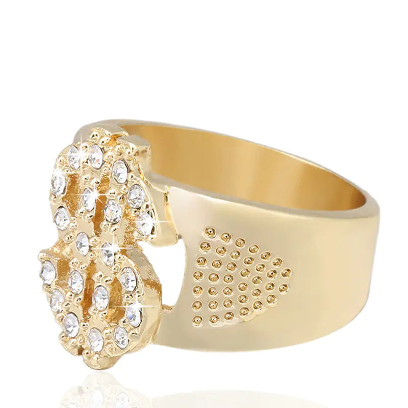 Men's Hip Hop Dollar Sign Ring - Color Retention Jewelry