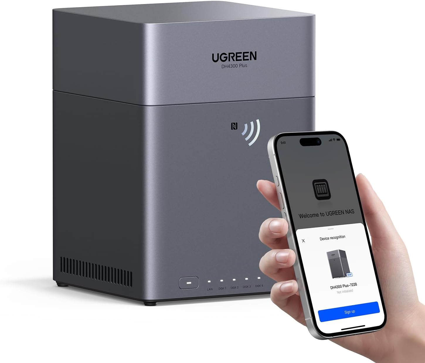 UGREEN NAS DH2300 2 - Bay Desktop NASync, Support Capacity 60TB (Diskless), Remote Access, AI Photo Album, Beginner Friendly System, 4GB on Board RAM,1GbE, 4K HDMI, Network Attached Storage(Diskless) - BACKUPMYFILESNOW