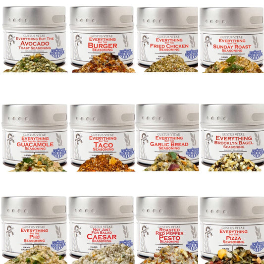 Gustus Vitae Ultimate Everything But The...Everything Seasonings Collection, complete 12-pack gift set with various flavor blends.