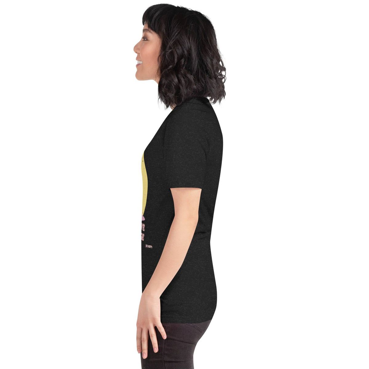 Black Heather unisex T-shirt from Darn Good Yarn with "Yarn is My Love Language" printed on the front.