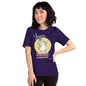 Unisex purple T-shirt by Darn Good Yarn with "Yarn is My Love Language" print on the front. Casual, comfortable knitwear.