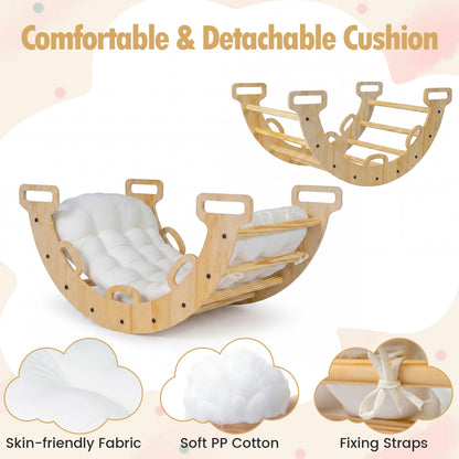 Wooden climbing toy with arch and cushion for kids, 3-in-1 Montessori climbing and play equipment by GBruno Store