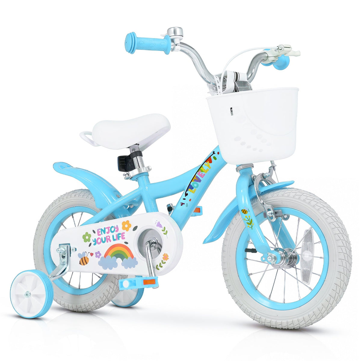 Girls kids bike with 12-18 inch wheels, training wheels, and front basket, designed for young children from GBruno Store