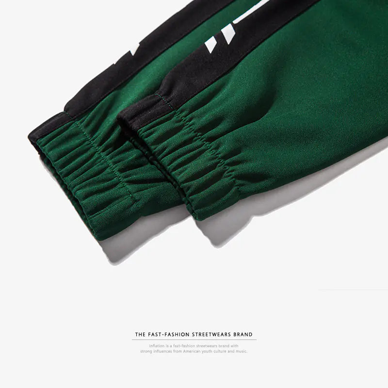 2020 Autumn Color Block Striped Letter Print Joggers