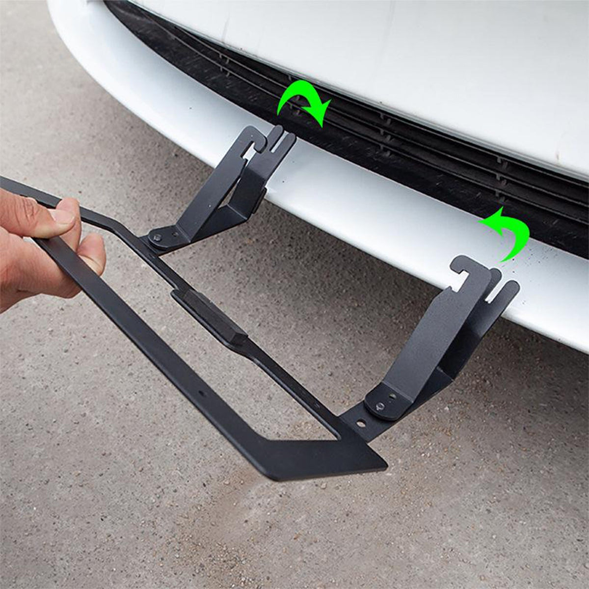 U.S. standard front license plate frame for Tesla Model 3 and Model Y, black metal with Tesery branding for Tesla vehicles.