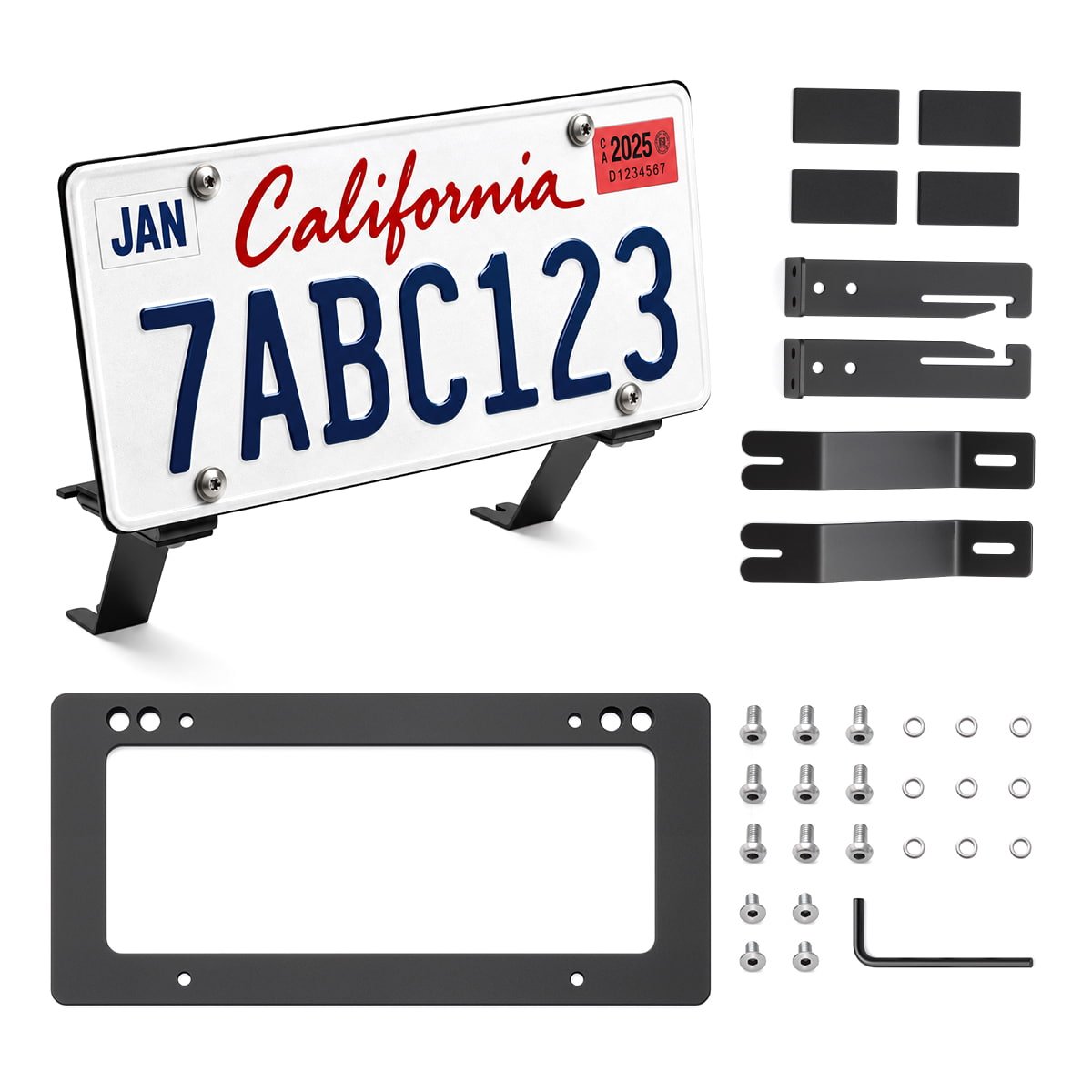 U.S. standard front license plate frame for Tesla Model 3 and Model Y, black metal with Tesla branding