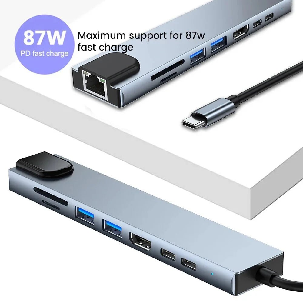 USB 3.0 Type C HUB USB C Docking Station to HDMI 4K 30HZ Type C to RJ45 100Mbps Ethernet Adapter VGA Extender Headphone PD 100W - BACKUPMYFILESNOW
