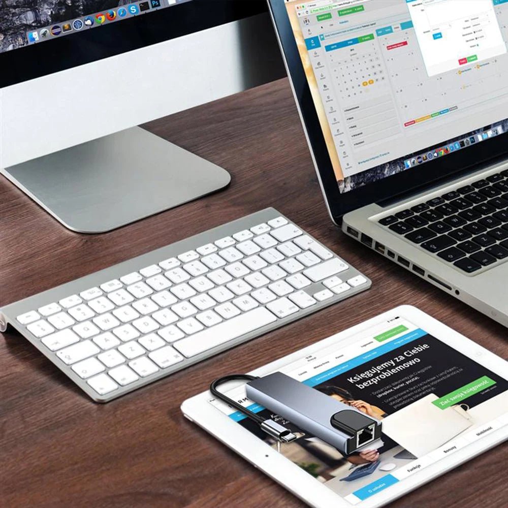 USB 3.0 Type C HUB USB C Docking Station to HDMI 4K 30HZ Type C to RJ45 100Mbps Ethernet Adapter VGA Extender Headphone PD 100W - BACKUPMYFILESNOW