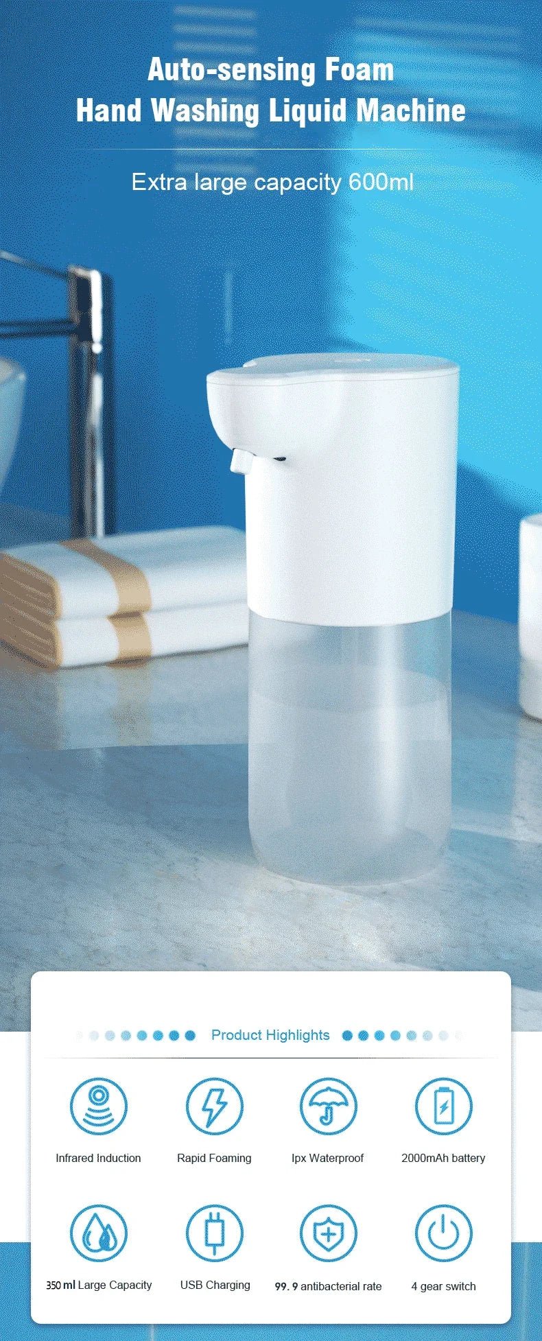 USB Charging Automatic Induction Mini Foam Soap Dispenser Smart Infrared Touchless Hand Washer For Kitchen Bathroom Dispenser - BACKUPMYFILESNOW