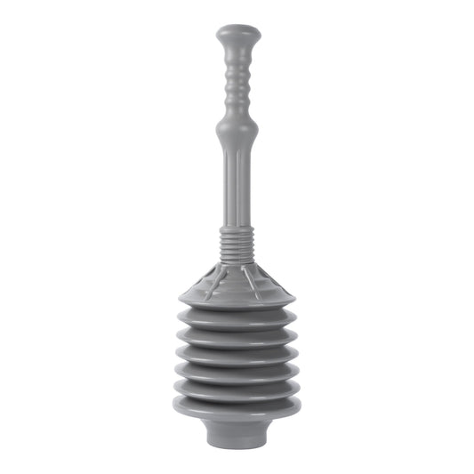 Grey Bellows Accordion Toilet Plunger from Utility-Sink.com with flexible, durable design for effective clog removal.