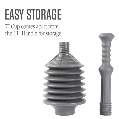 Grey Bellows Accordion Toilet Plunger from Utility-Sink.com with flexible, expandable design for effective clog removal.