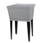 Grey freestanding Tehila Standard utility sink with black legs, no supply lines visible, ideal for laundry or utility rooms.