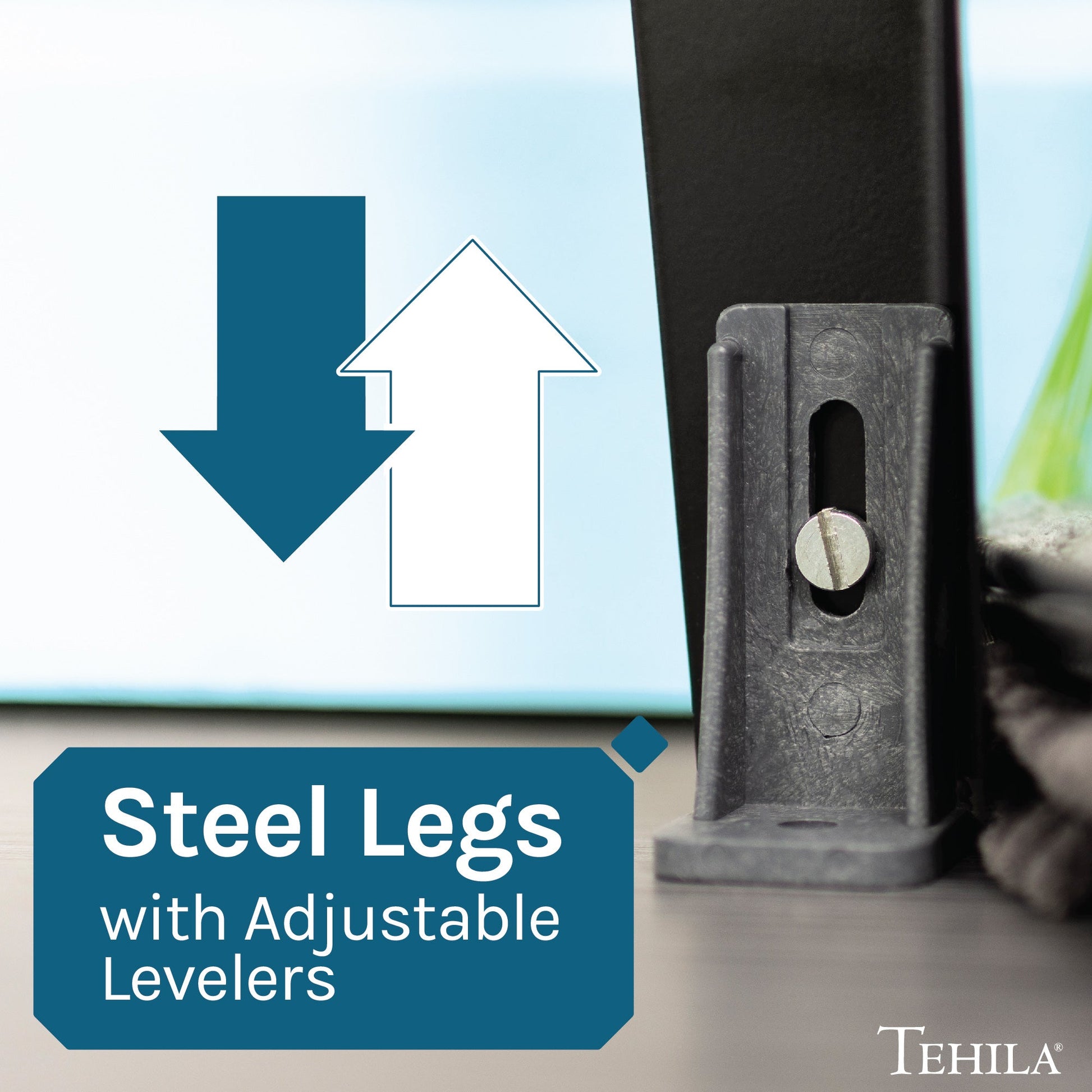 Grey freestanding Tehila Standard utility sink with black legs, no supply lines visible, suitable for laundry or utility areas.