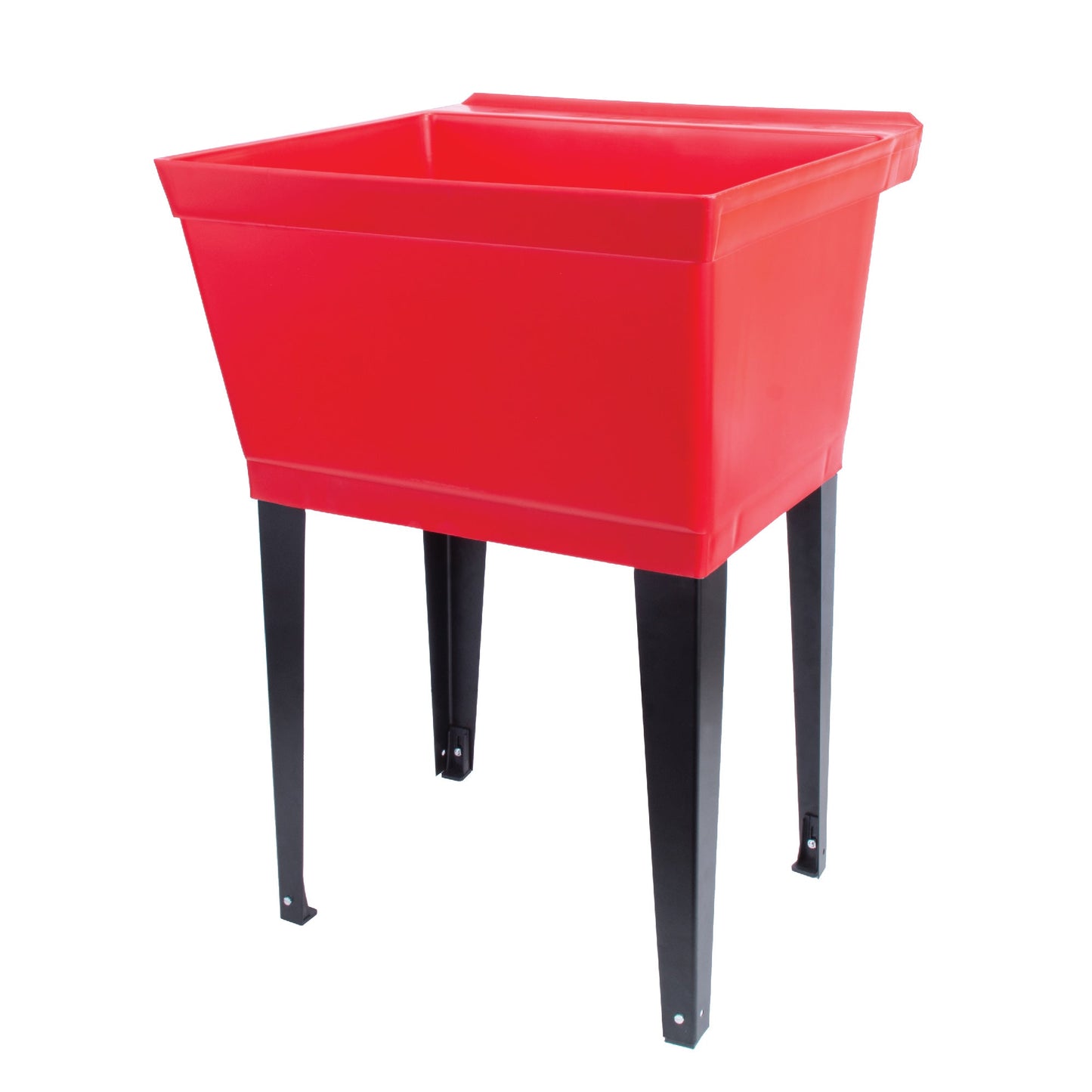 Tehila Standard freestanding utility sink with red basin and black legs, no supply lines visible, designed for laundry or utility areas.