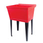 Tehila Standard freestanding utility sink with red basin and black legs, no supply lines visible, designed for laundry or utility areas.