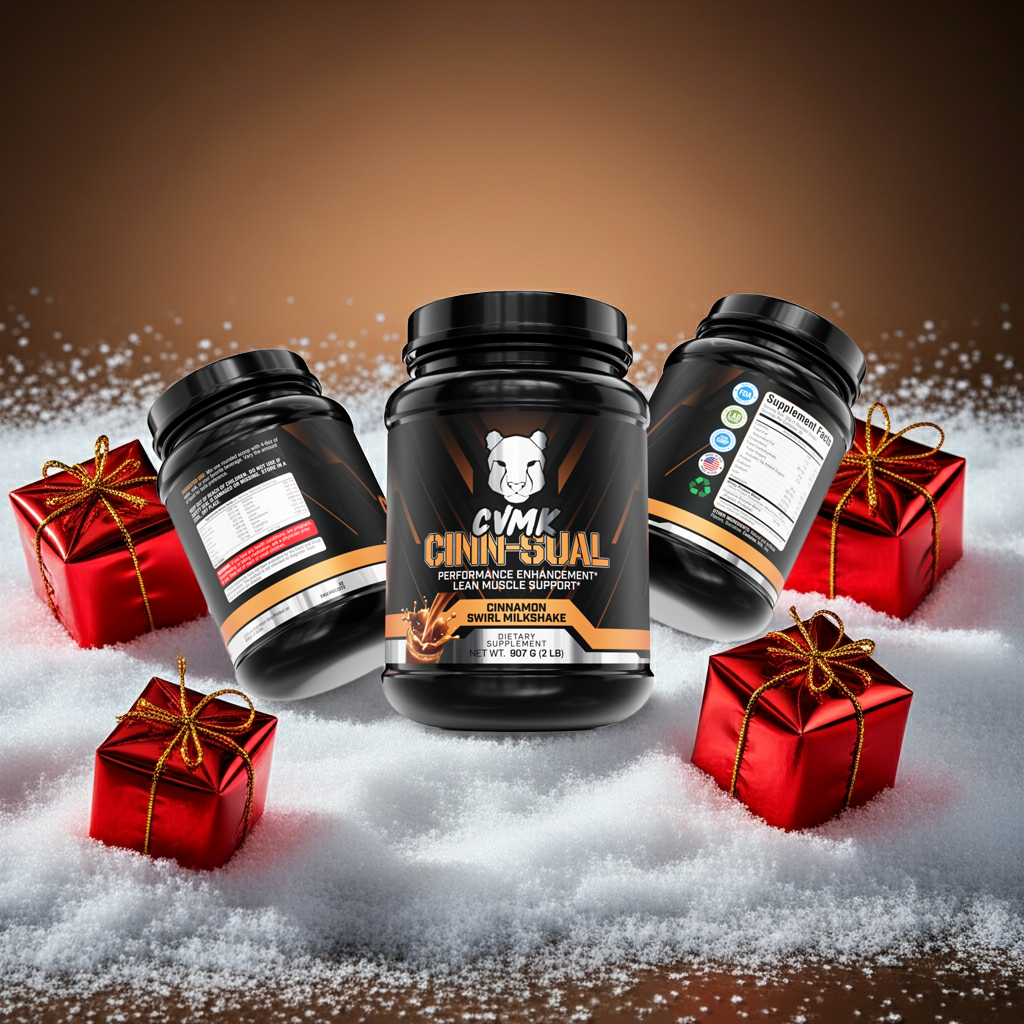 CINN-SUAL Protein powder by CVMK GLOBAL in a sleek container, showcasing the product label and design.