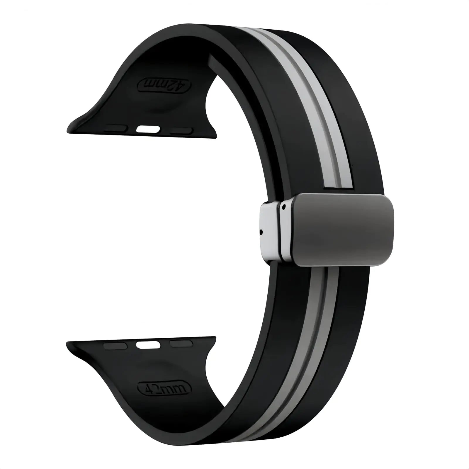 FIVISHONG Mens and Womens Silicone Strap Compatible with Apple Watch Series 42/44/45/46mm Ultra49mm Sport Smart Apple Substitute Strap (黑灰)