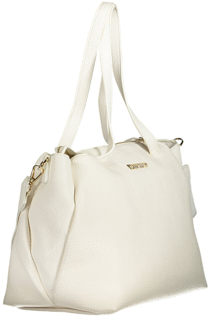 Valentino women's white leather bag with sleek design and Valentino logo, featuring top handles and gold-tone hardware.