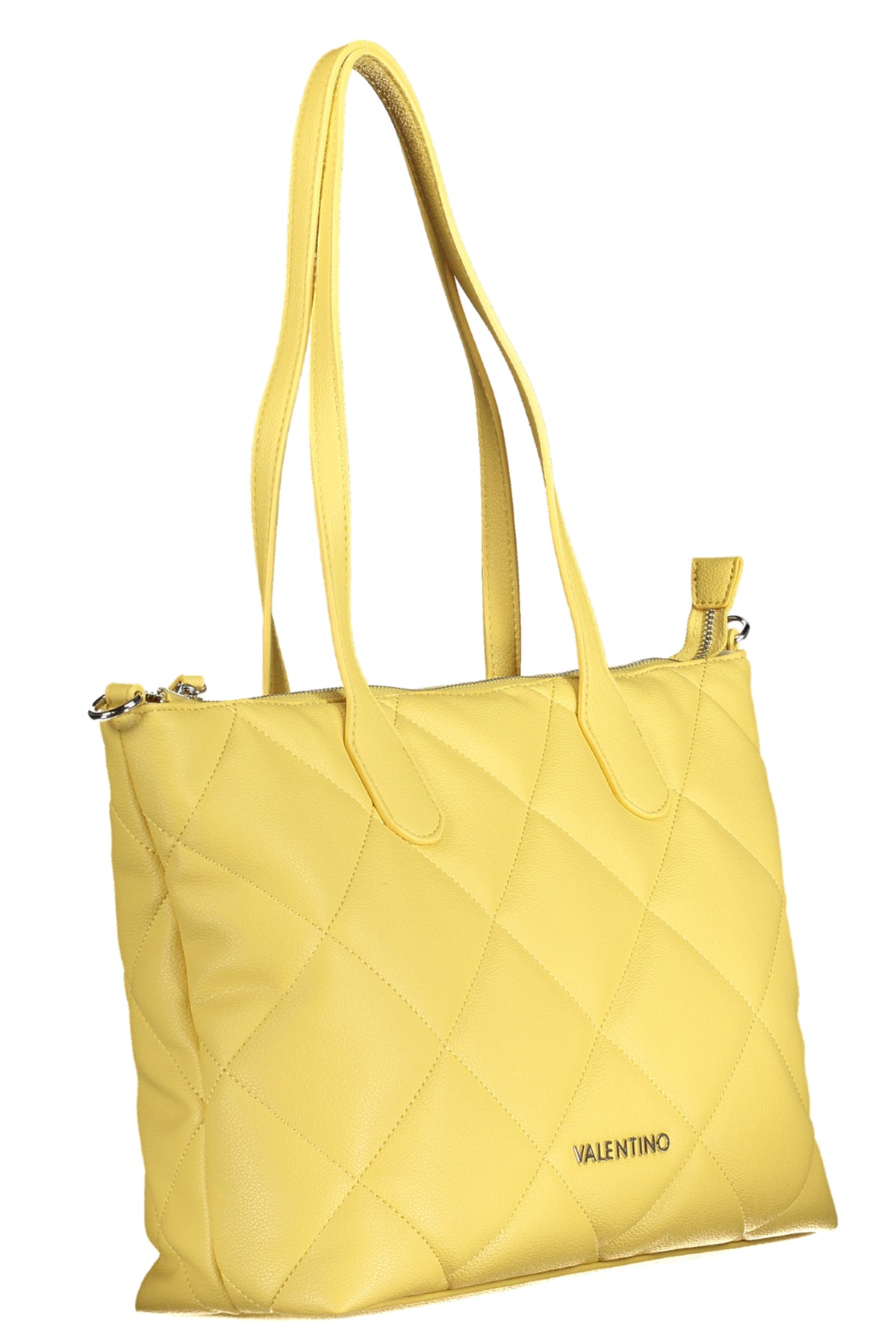Yellow Valentino women's bag, elegant leather Borse style with gold-tone hardware, stylish accessory for women.