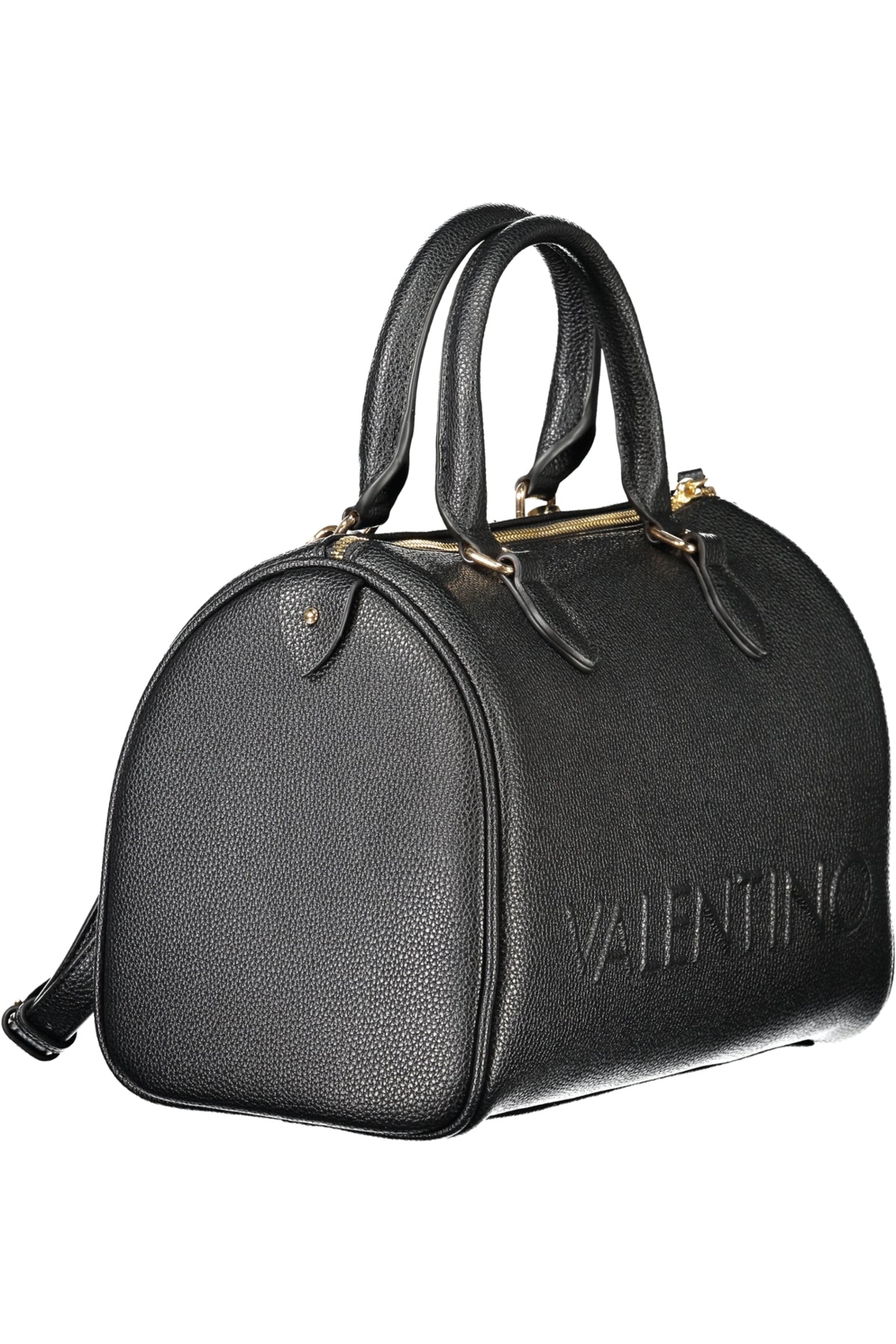 Black Valentino women's bag with sleek leather design and elegant detailing, shown from a three-quarter angle.