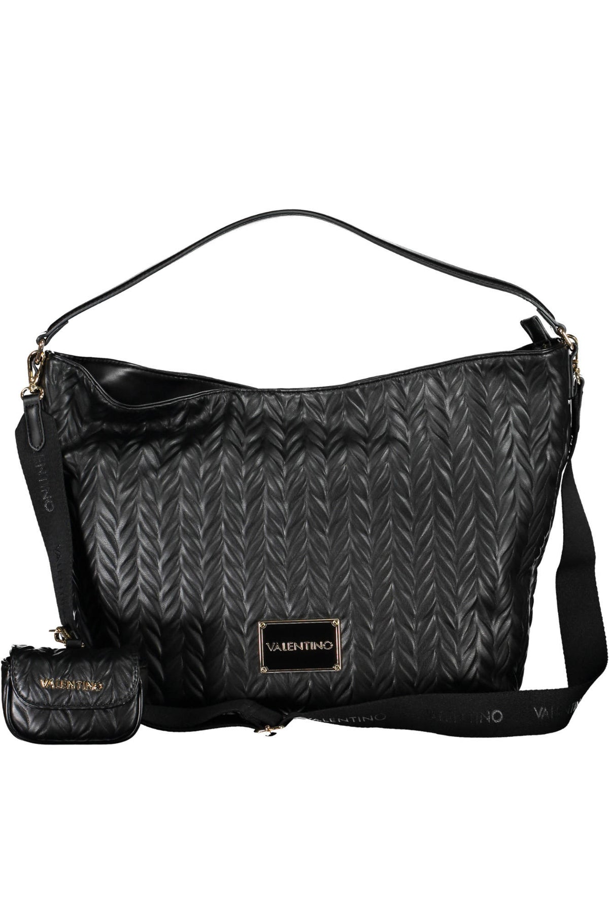 Black Valentino women's bag with sleek design, featuring smooth leather and subtle branding, perfect for elegant everyday use.