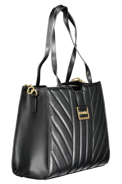 Black Valentino women's bag, elegant leather Borse with sleek design, featuring subtle Valentino branding and structured silhouette.