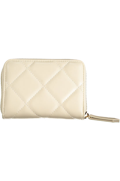 Beige Valentino women's wallet with sleek design and subtle branding, crafted from high-quality material.