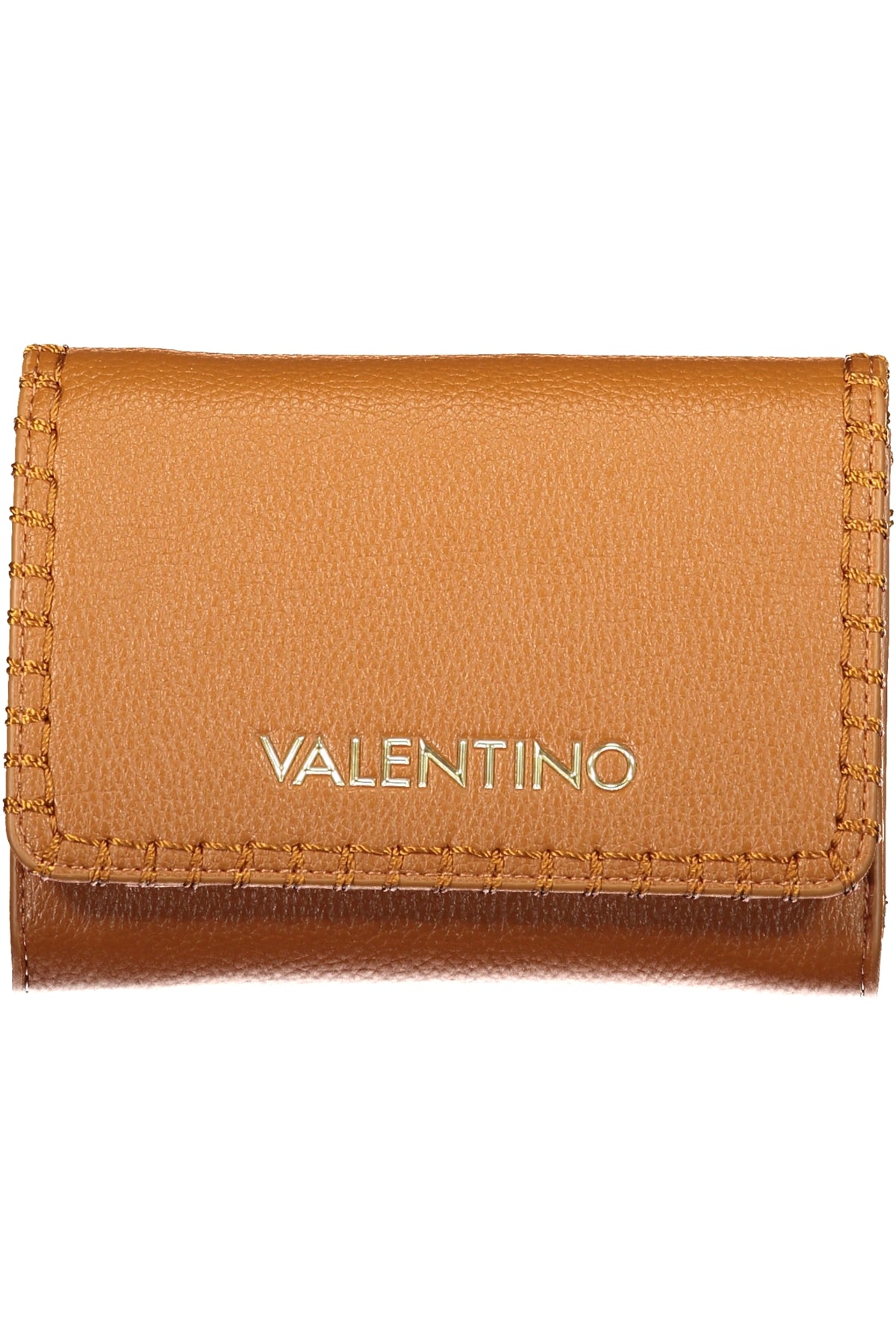 Brown Valentino women's wallet with sleek leather design, featuring multiple card slots and a compact, stylish look.