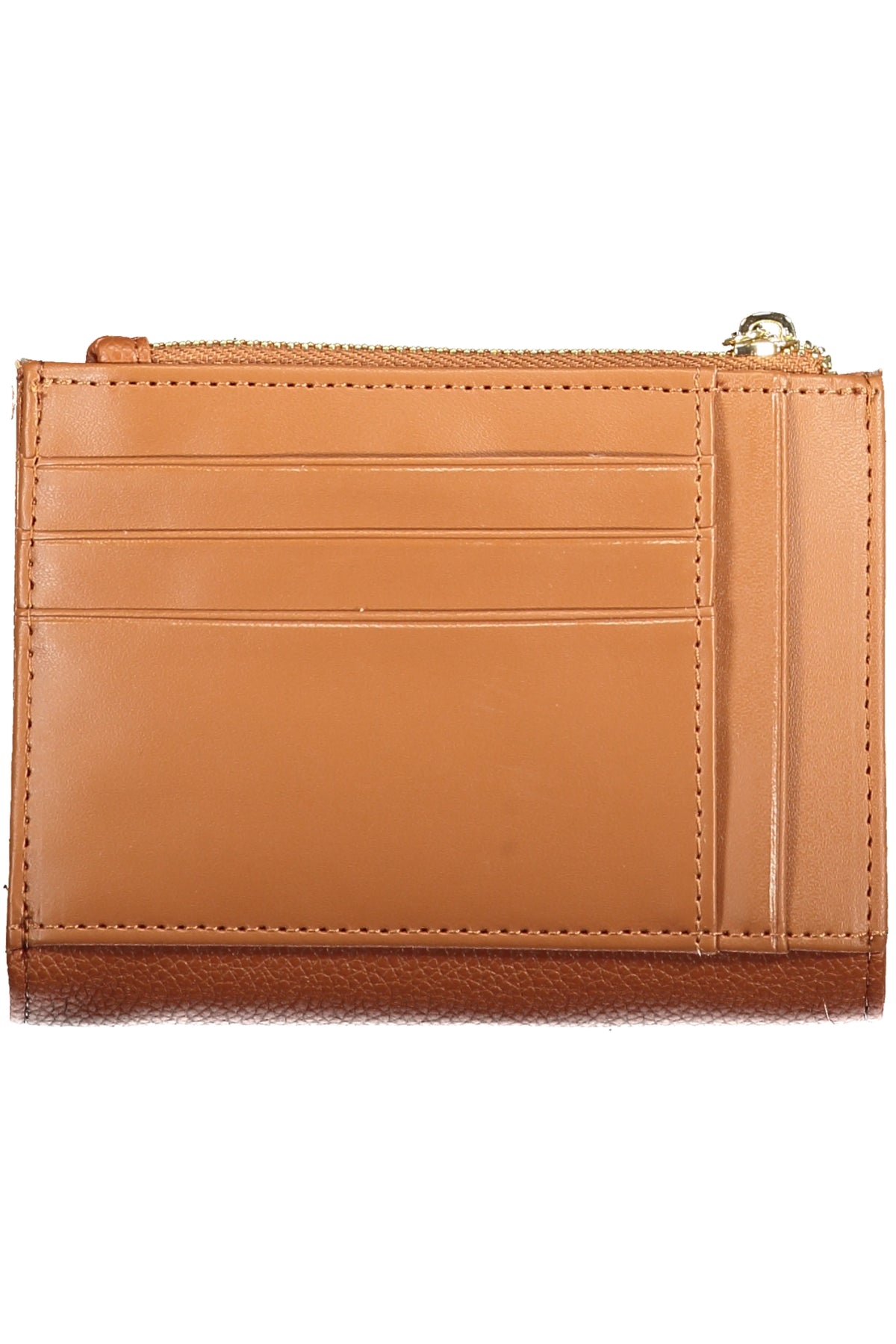 Brown Valentino women's wallet with a sleek leather design and subtle brand accents, featuring multiple card slots and a secure clasp.