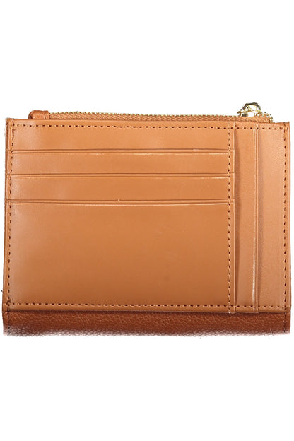 Brown Valentino women's wallet with a sleek leather design and subtle brand accents, featuring multiple card slots and a secure clasp.