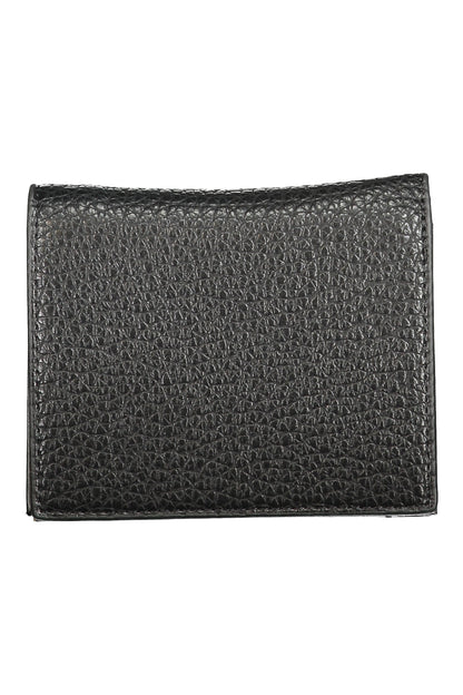 Black Valentino women's wallet with sleek leather design and Valentino branding, featuring a compact, elegant portafogli style.