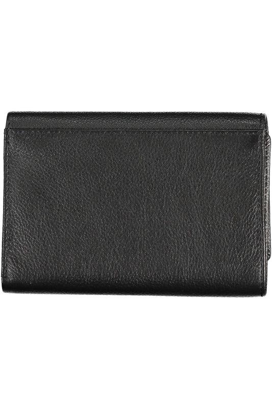 Black Valentino women's wallet with sleek leather design, featuring multiple card slots and a compact, stylish appearance.