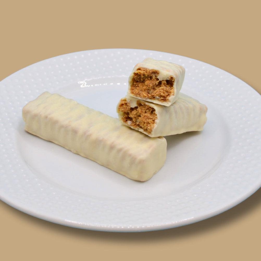 AmBari Nutrition vanilla shortbread bars, rectangular baked treats with a golden-brown crust and vanilla flavor visible on top