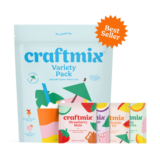Assorted Craftmix variety pack with multiple flavor packets displayed, showcasing a colorful selection of drink mixes.