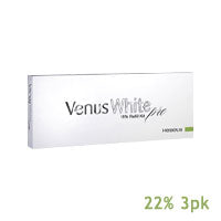 Venus White Pro Whitening Gel Refill Kit with three tubes of whitening gel for at-home teeth whitening, displayed in a white package.