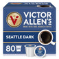 Victor Allen's Seattle Dark Roast coffee pods for Keurig K-Cup brewers, 80-count pack of single-serve coffee pods.