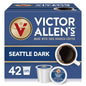 Victor Allen's Coffee Seattle Dark Roast single-serve K-Cup pods for Keurig brewers, 80-count pack, rich and bold coffee flavor.