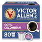 Victor Allen's Coffee Seattle Dark Roast single-serve K-Cup pods for Keurig brewers, 80-count pack with rich, bold flavor.
